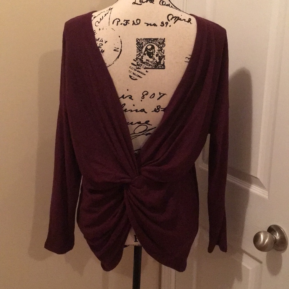 ❗️LAST ONE❗️Twisted V-back Brushed Knit Top - Picture 6 of 7